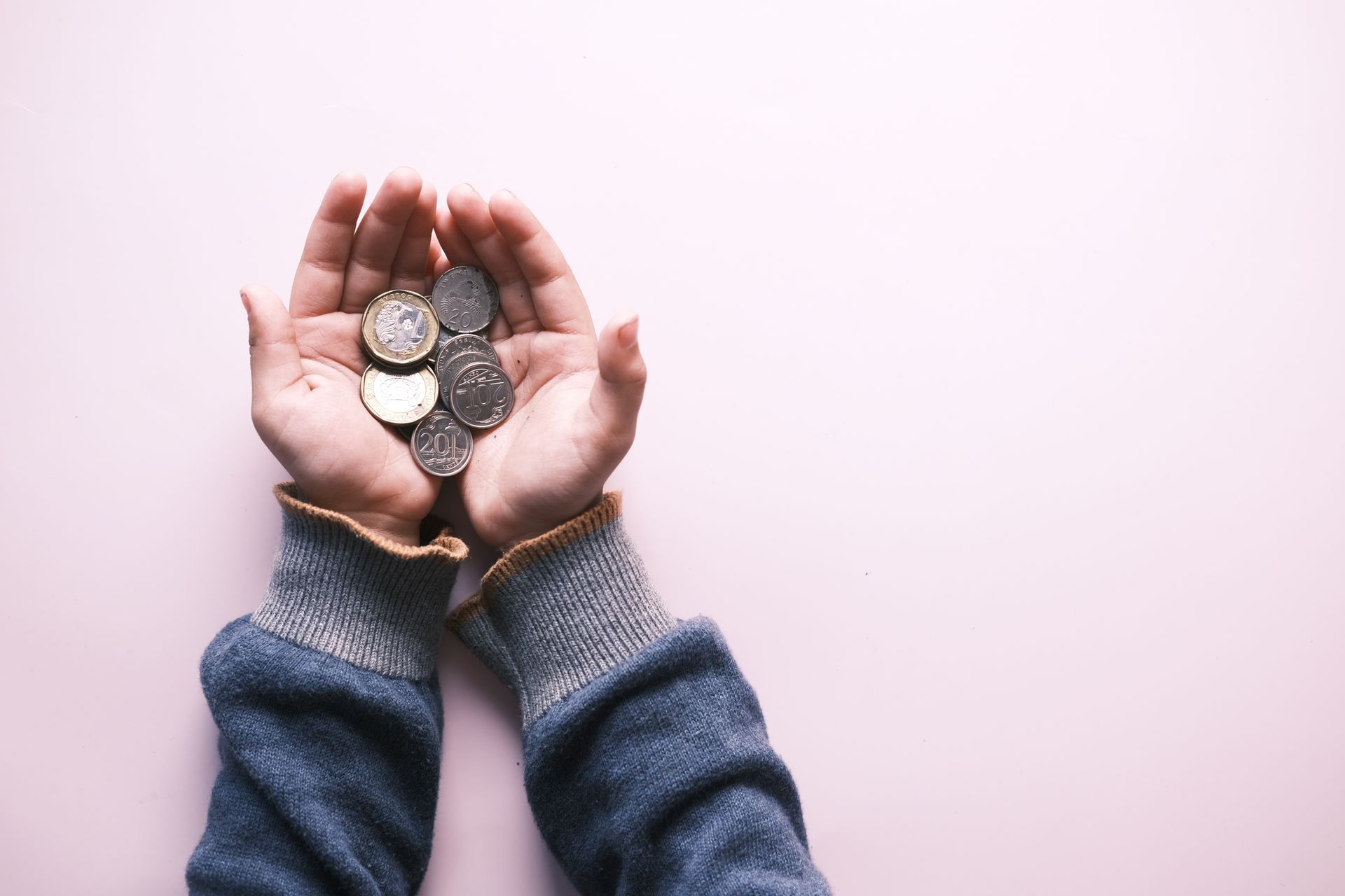 coins in open palm