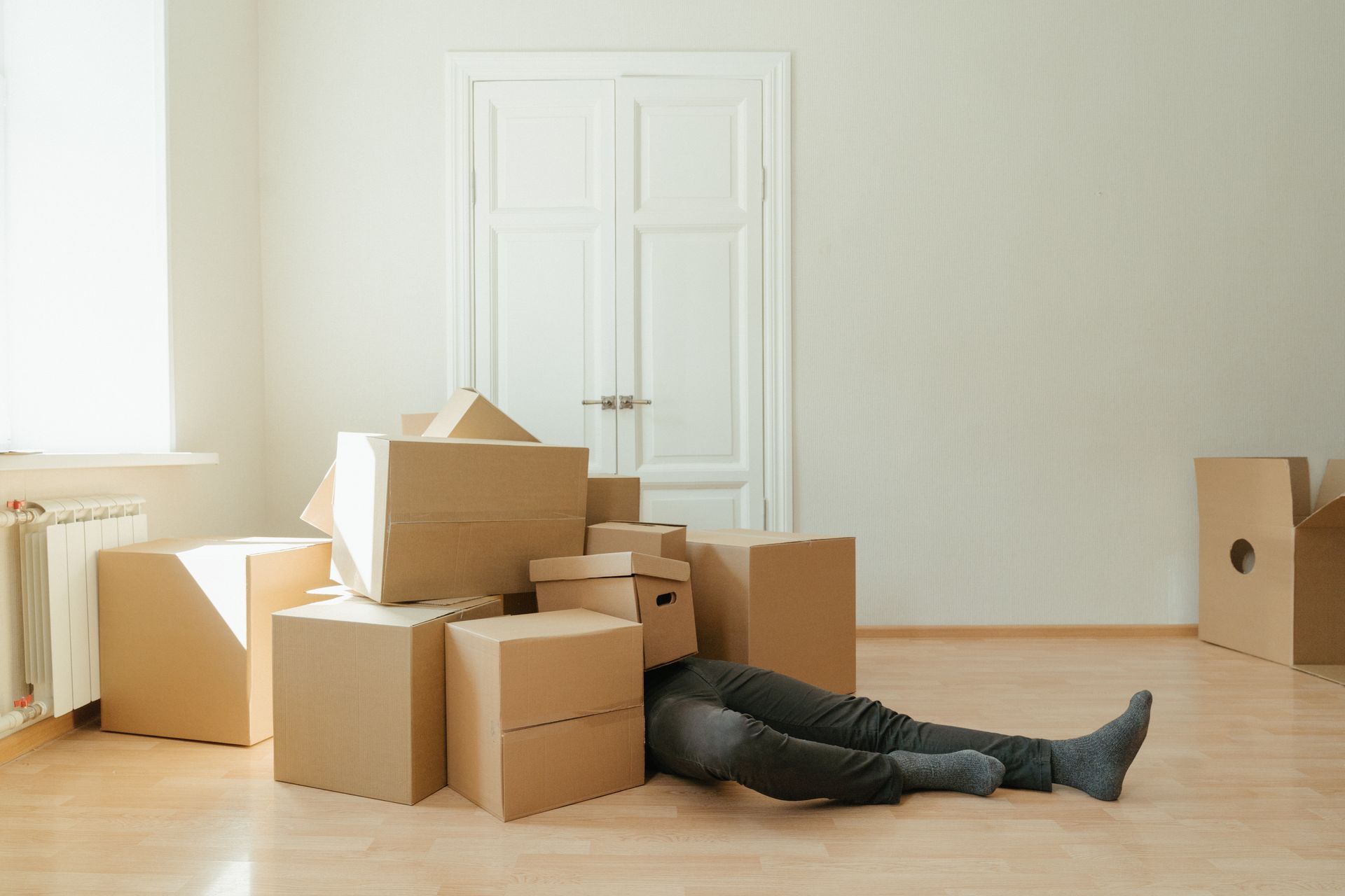 moving boxes empty apartment